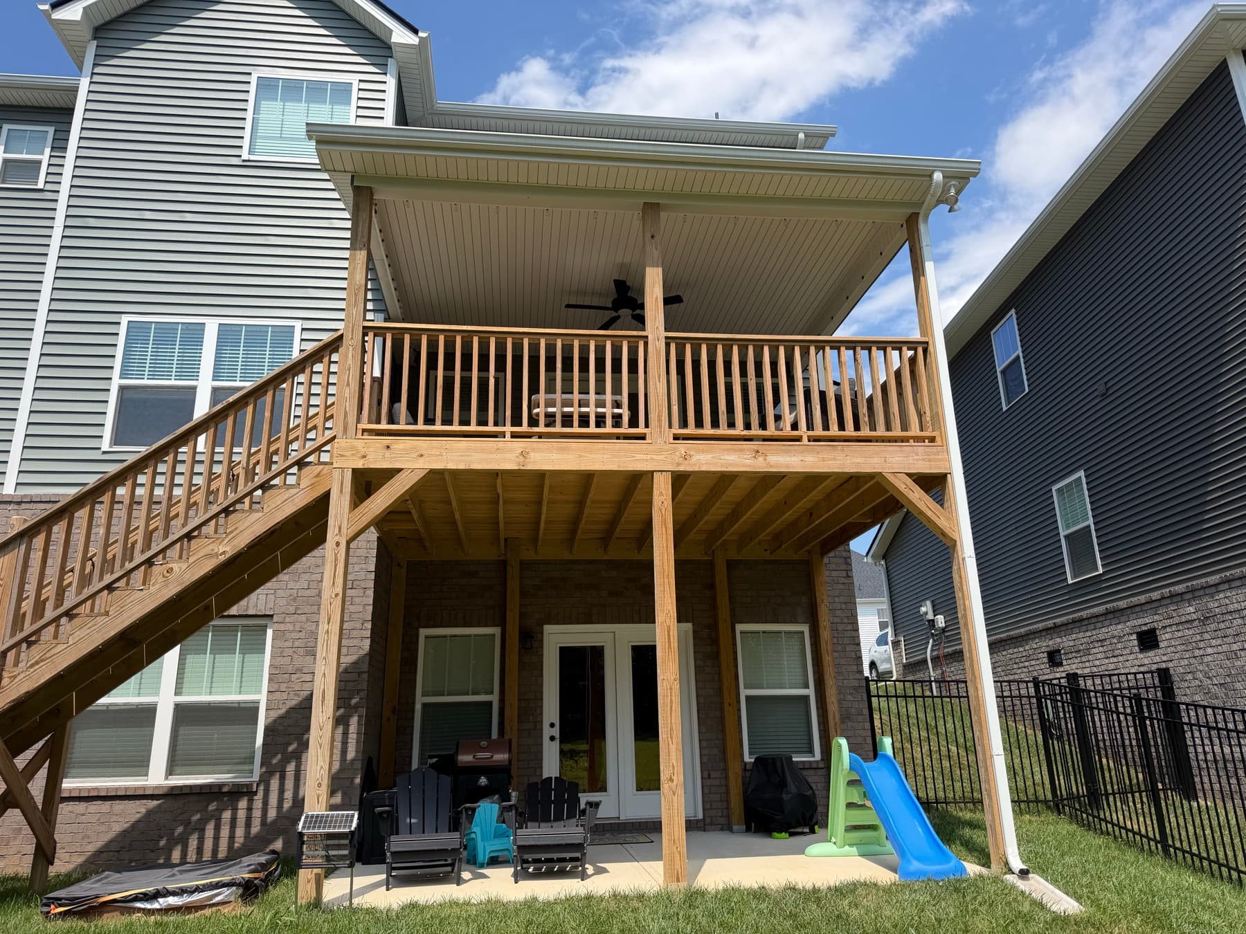 Completed elevated covered deck in East Tennessee