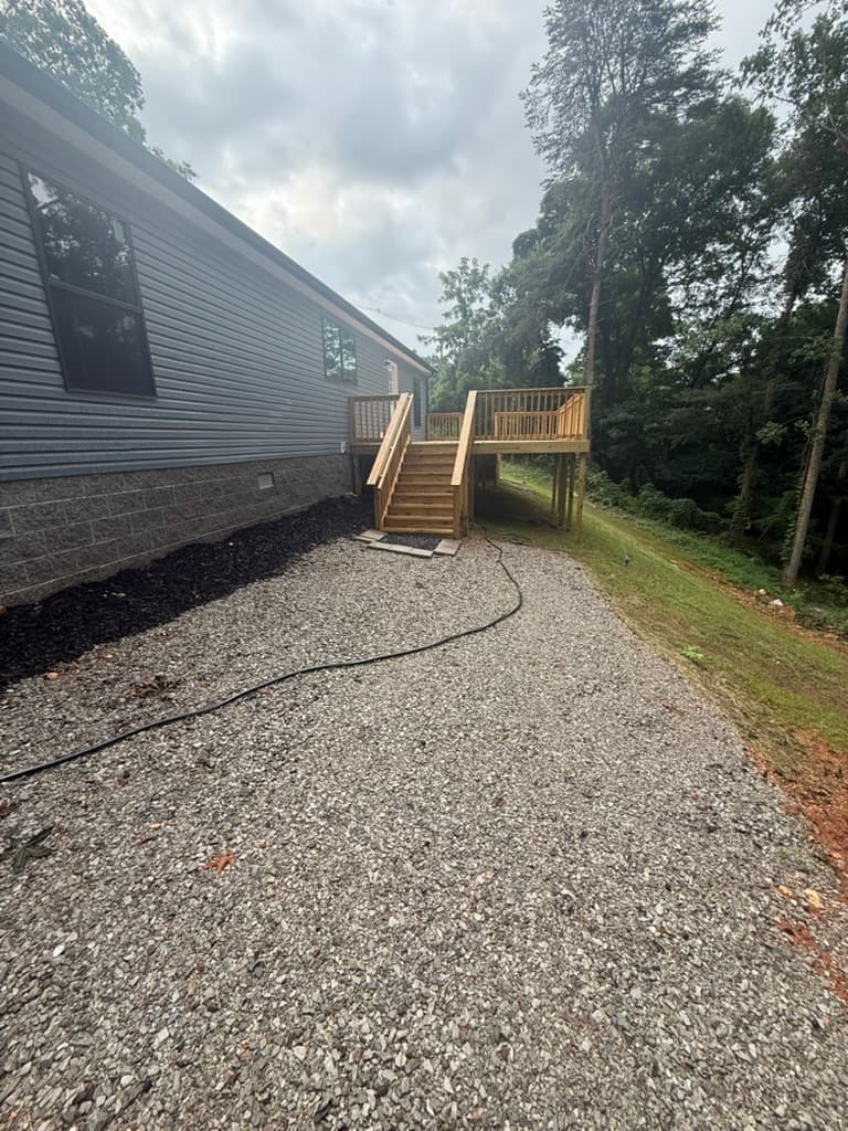 Front porch and completed exterior elevation